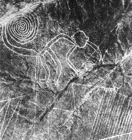 This aerial photograph was taken by Maria Reiche, one of the first archaeologists to study the Nazca lines.